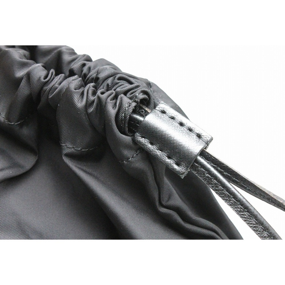 Prada Drawstring Nylon Leather Black Silver Pouch… - image 7